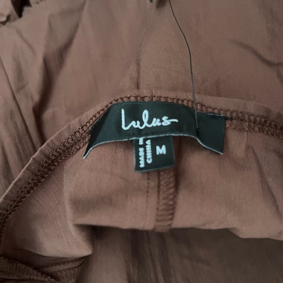 Lulu's Chocolate Brown Halter Top with Ruffle Hem - Picture 3 of 3